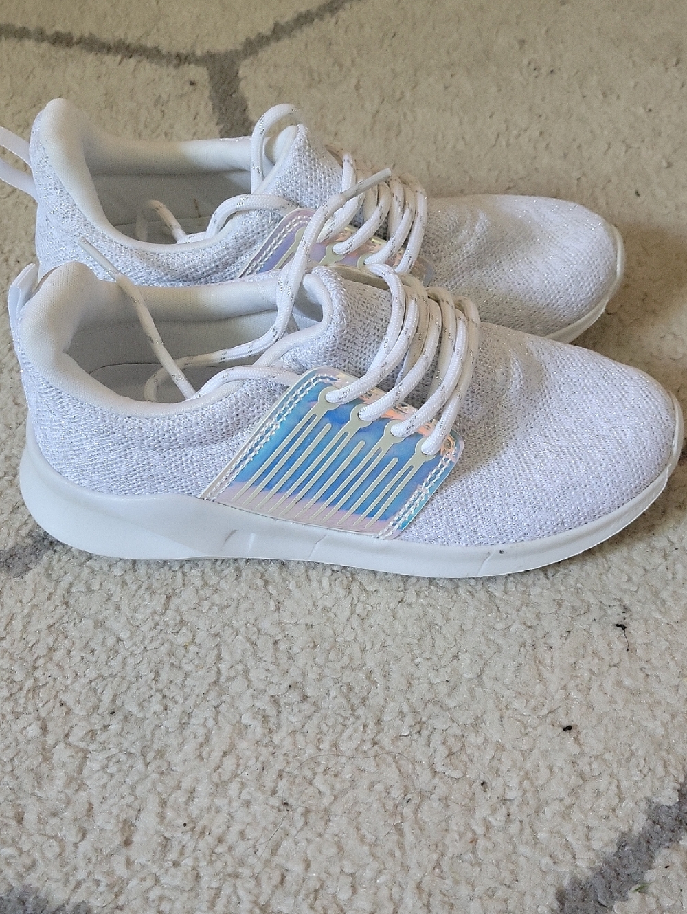 The Children's Place White Knit Sneakers with Iridescent Accent